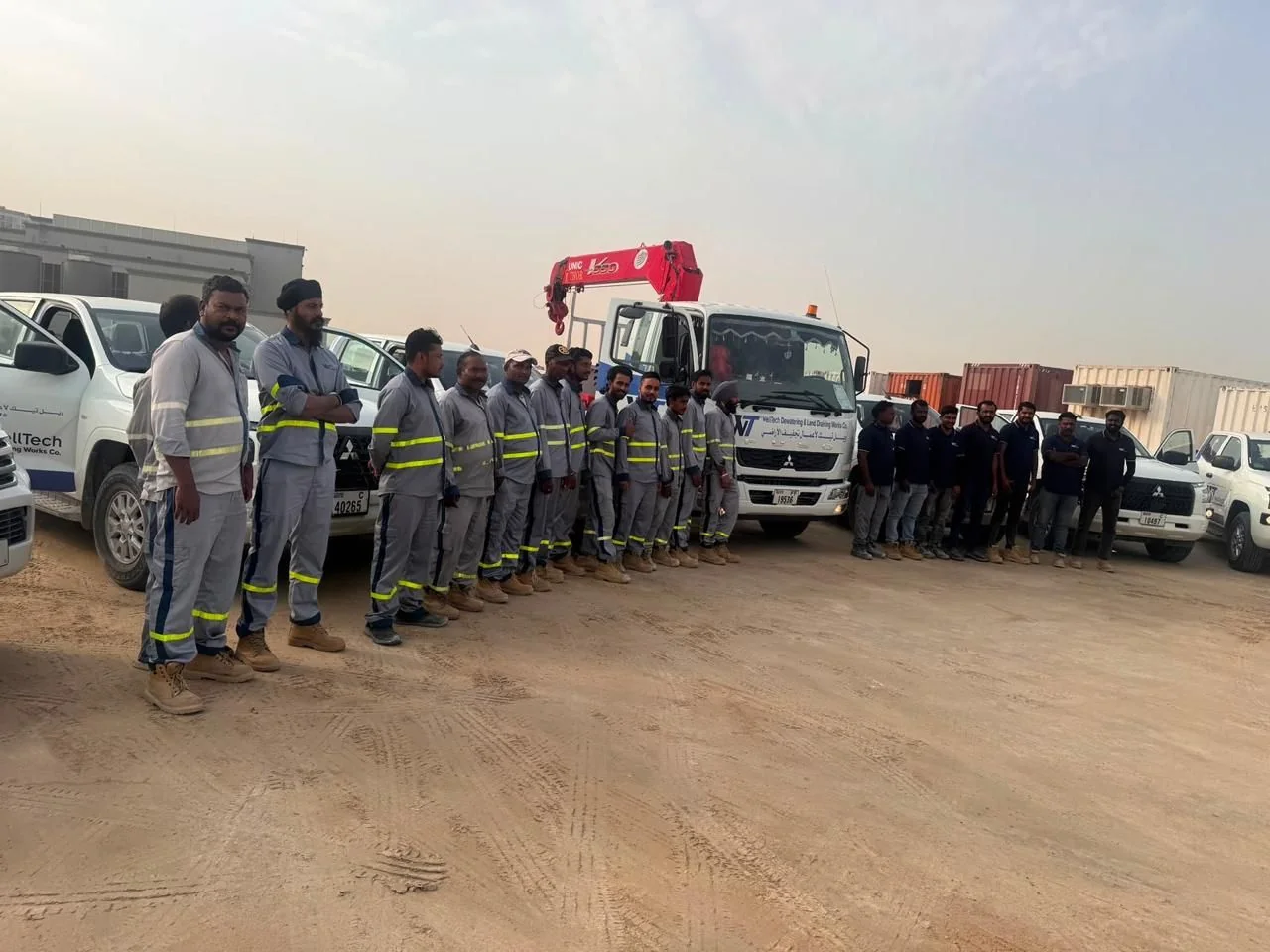 WellTech operations team with trucks and equipment