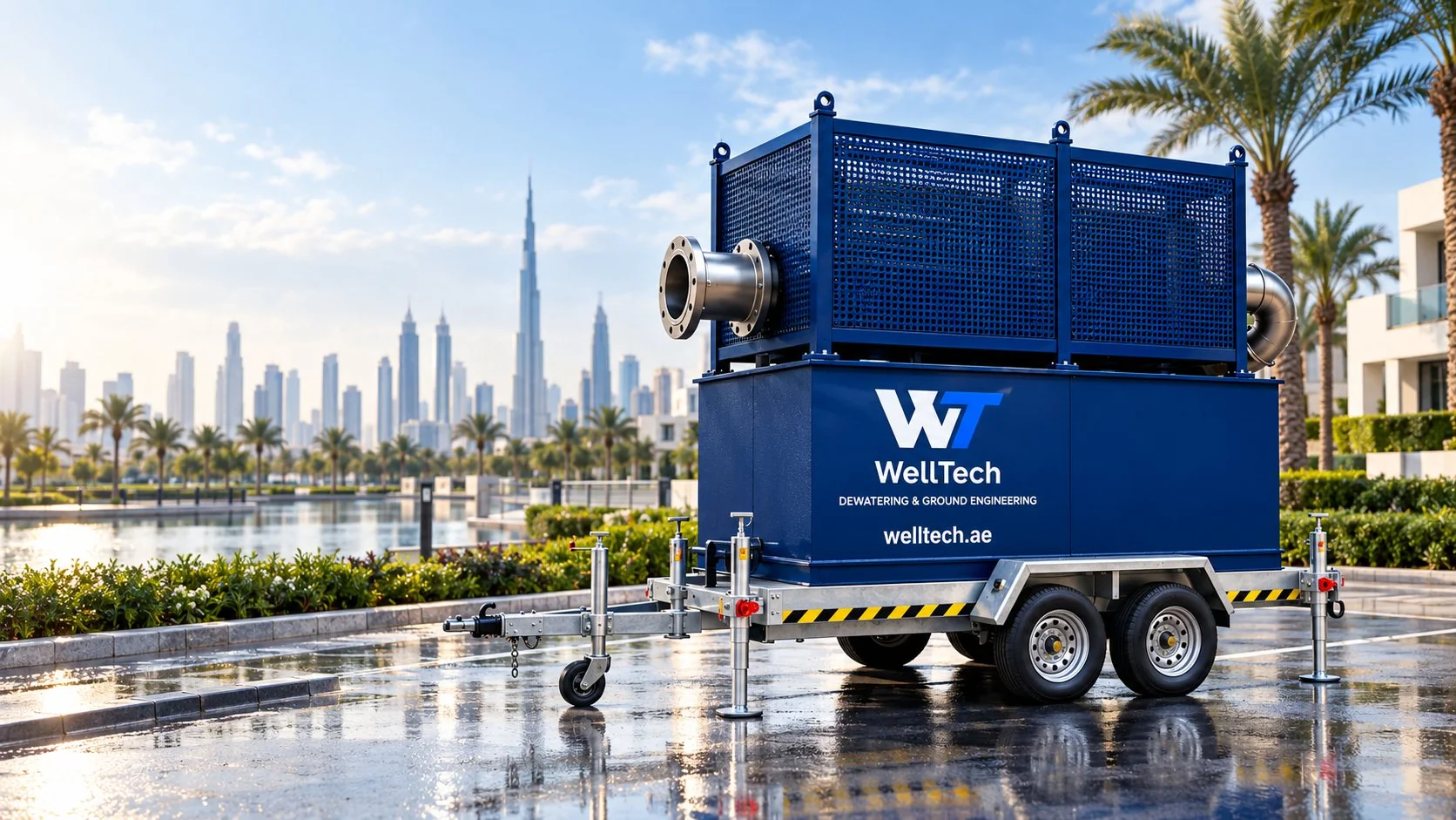 WSFRS smart flood response unit by WellTech on a Dubai waterfront